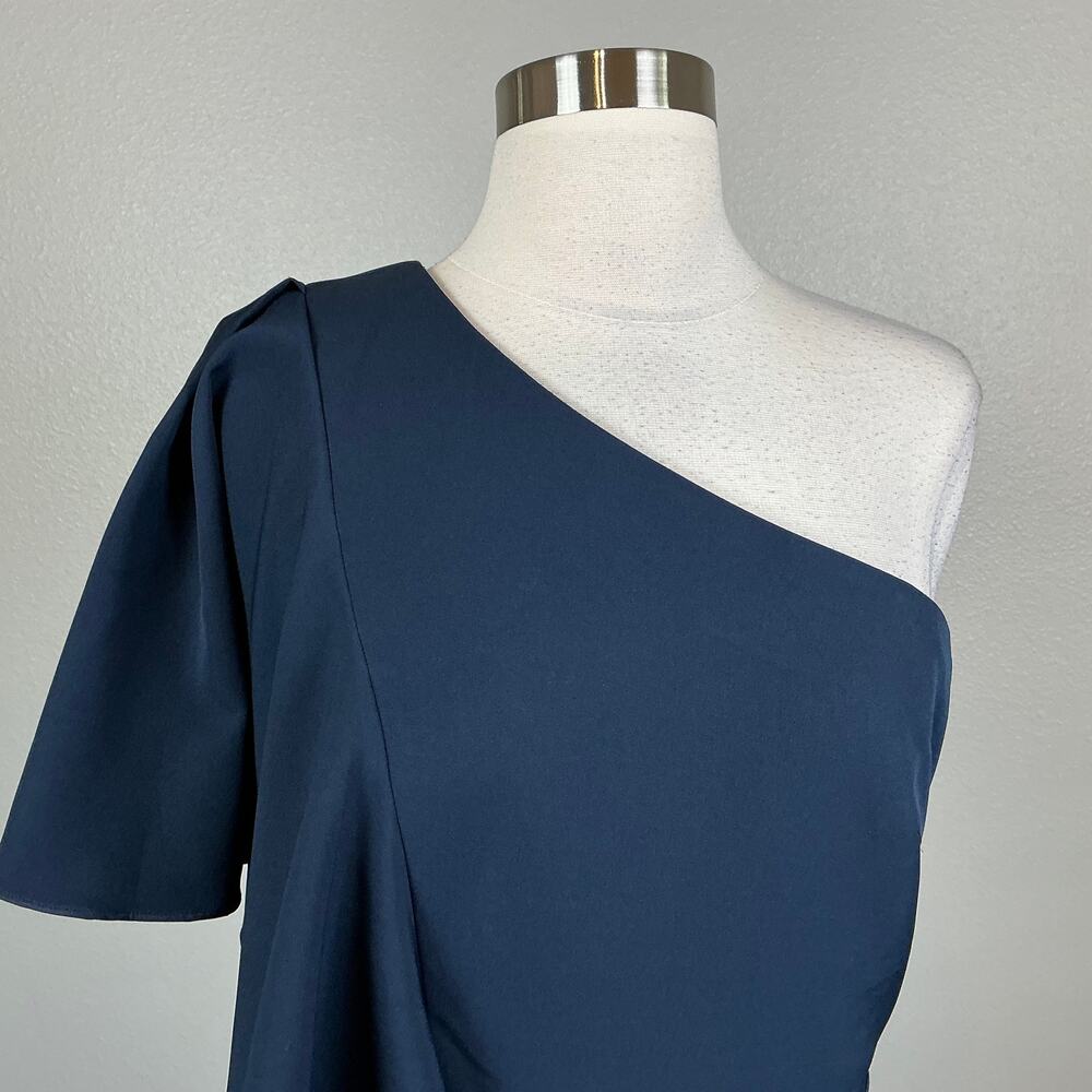 Vince Camuto Blue Evening Gown One Shoulder Ruffled Long A-Line Dress Size 6 - Picture 8 of 13